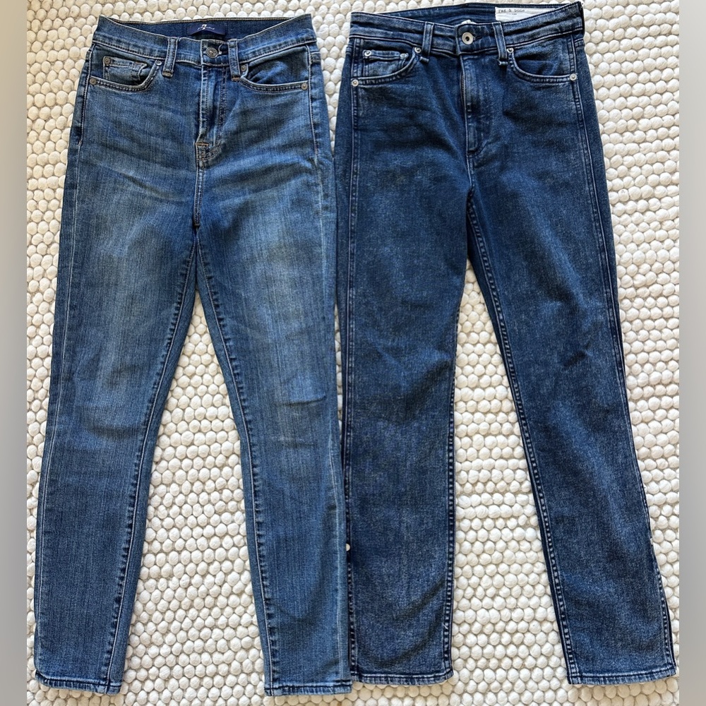 Rag & Bone + 7 For All Mankind Size 25 Skinny Jeans Bundle High Rise